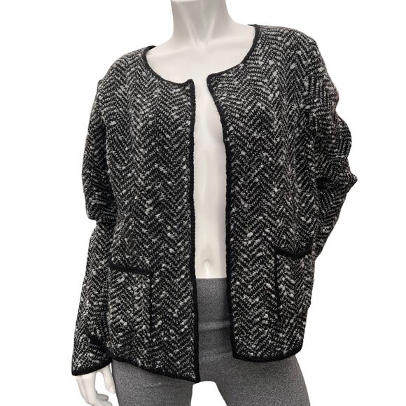 Cocogio Italy Wool Open Front Gray/Black Women's Cardigan Sweater Size XL - Picture 1 of 9